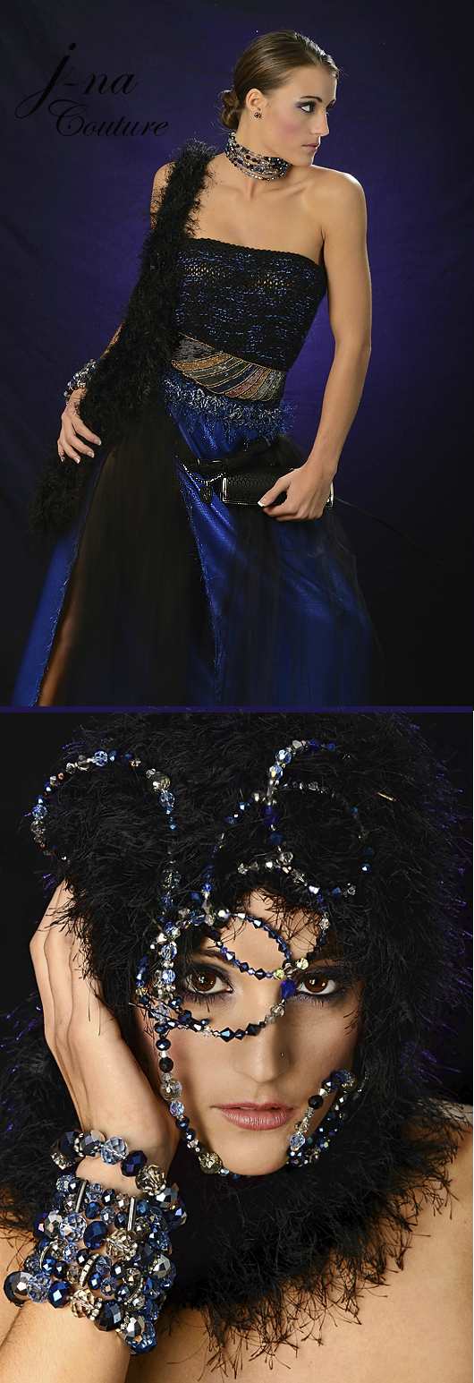 j-na couture haute couture two piece gown 2012 handmade jewelry and accessories
