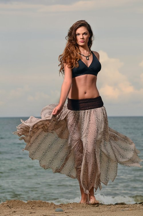 j-na couture 2012 skirt semi-sheer doubles as flowing sun-dress. Resort 2012.